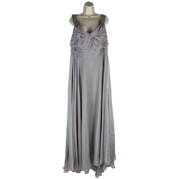 Mac Duggal Off The Shoulder Ruched A Line Gown Pearl Gray Size 18 - Picture 6 of 16